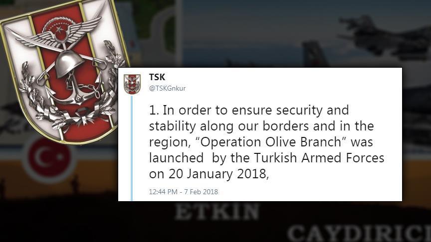 Turkish military rejects propaganda against Afrin op