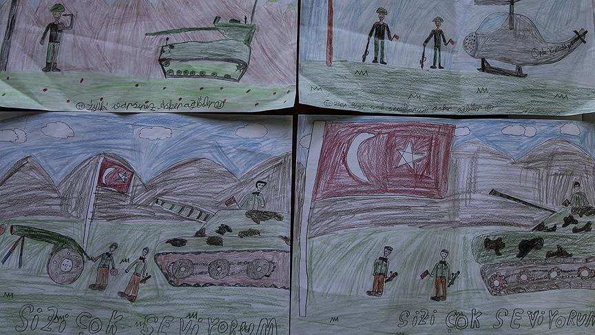 Çocuklardan Afrin'deki Mehmetçik'e moral resmi