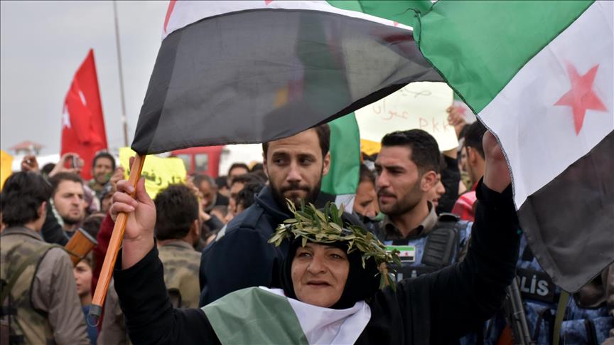 Syrians in Afrin show support for Turkish army campaign