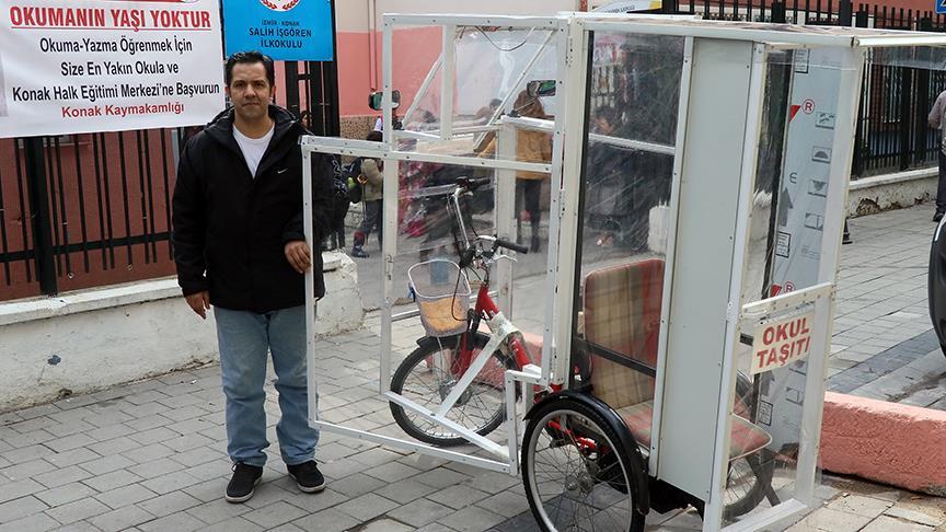 Cocuklari Usumesin Diye Bisikleti Okul Tasitina Donusturdu