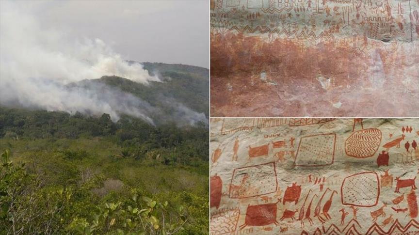 Pinturas rupestres de 12 mil años, en riesgo por incendio en Colombia