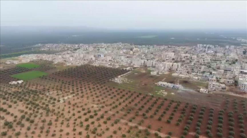 Afrin's Jinderes town in Anadolu Agency drone footage