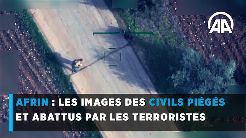 Afrin, un drone turc film l'explosion d'une mine dissimulée par les terroristes au passage de civils