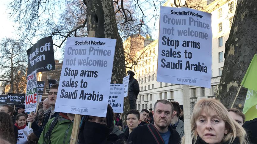 Venta de armas a Arabia Saudita genera protestas en Londres durante visita de príncipe saudí 