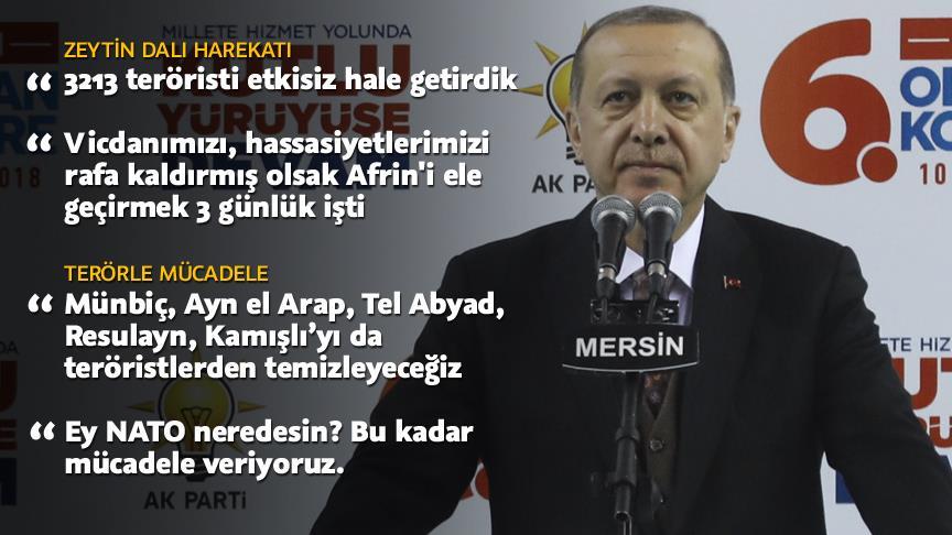 Cumhurbaşkanı Erdoğan: Zeytin Dalı Harekatı'nda 3213 terörist etkisiz hale getirildi