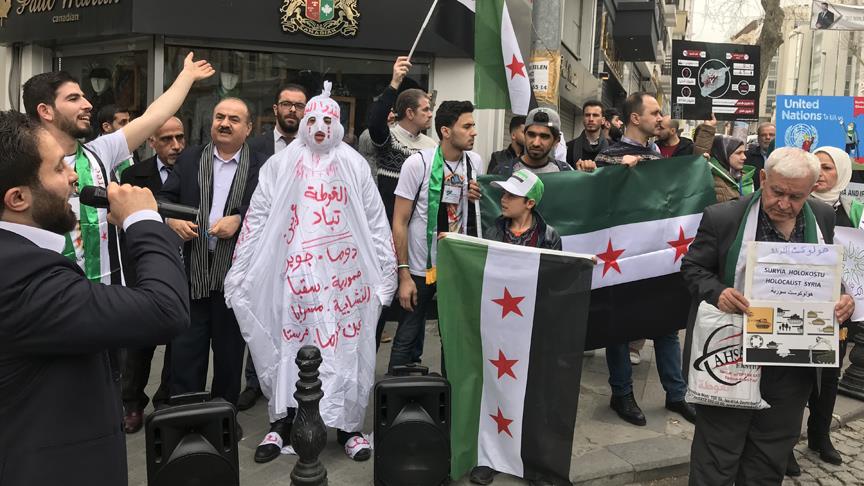 İran Konsolosluğu önünde Guta protestosu