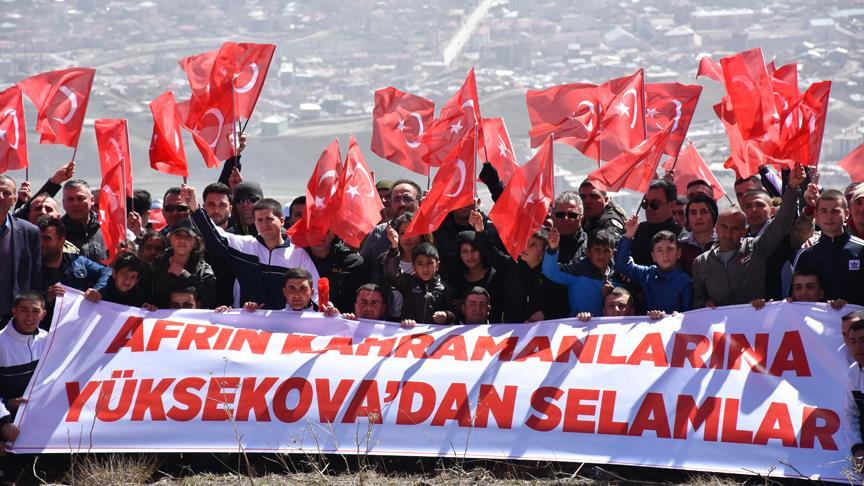 Hakkari'de Zeytin Dalı Harekatı'na destek yürüyüşü