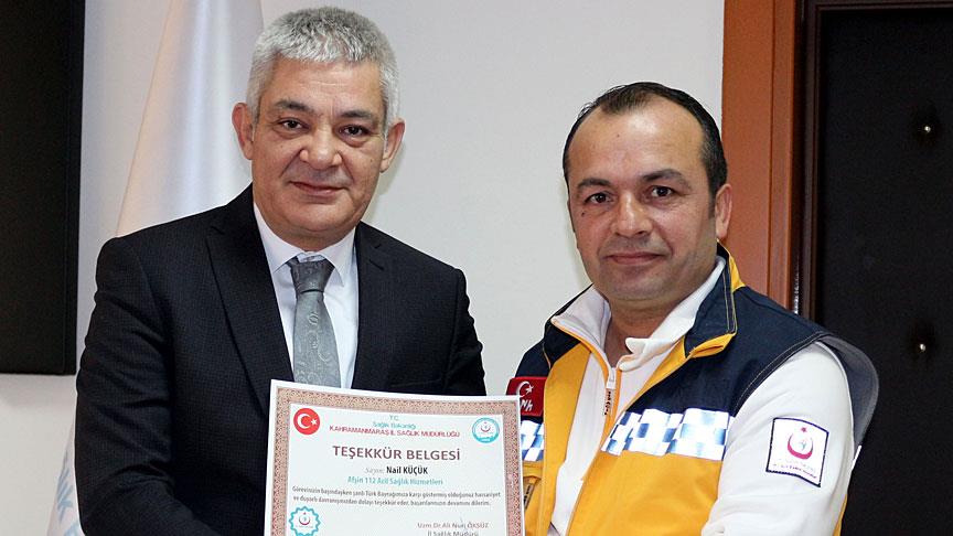 Duyarlı ambulans şoförüne teşekkür belgesi
