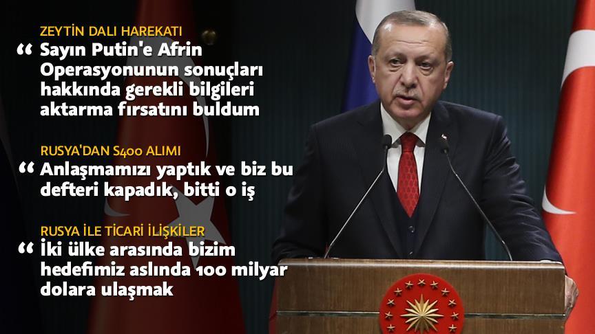 Cumhurbaşkanı Erdoğan: S400 konusunda anlaşmamızı yaptık ve bu defteri kapadık