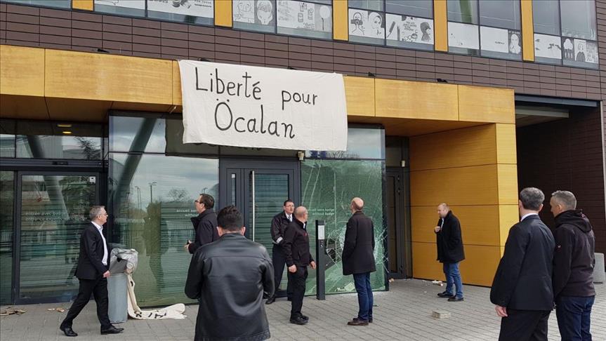 Image result for PYD/PKK supporters attack EU Council building in France