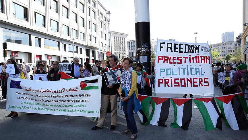 Brüksel'de Filistinli mahkumlara destek gösterisi 