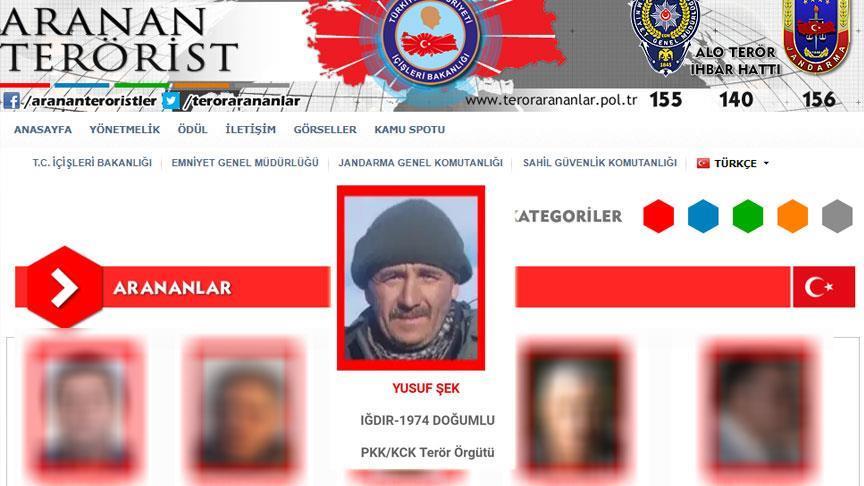 PKK terrorist on wanted list killed in eastern Turkey
