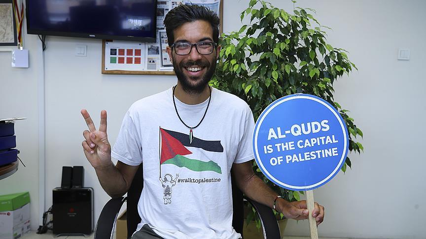 Filistin'in özgürlüğü için 5 bin kilometre yürüyor
