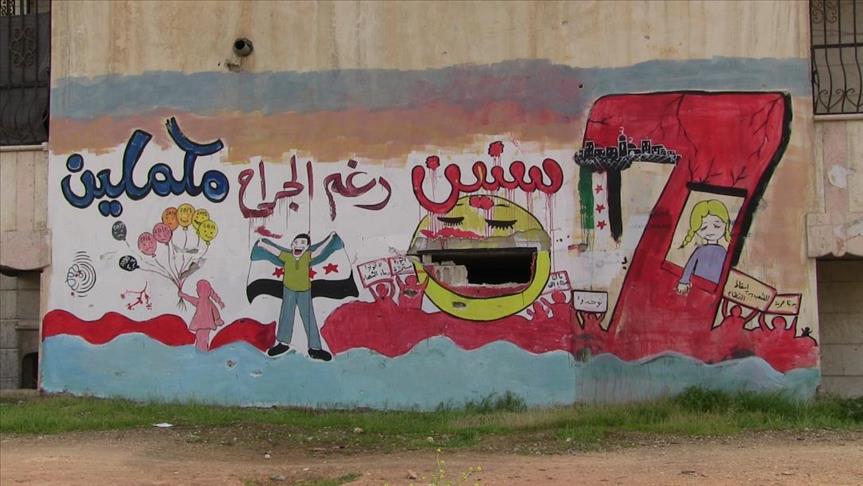 بالجرافيتي الأسمر يوث ق معاناة السوريين على الجدران المدم رة