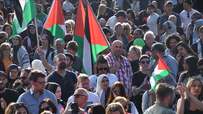 Stockholm'de İsrail katliamları protesto edildi