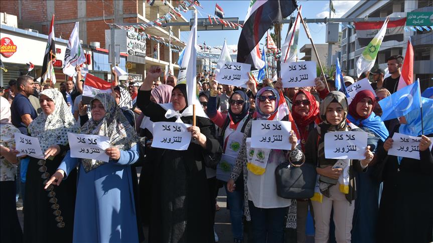 Turkmen protest poll rigging outside UN office in Erbil