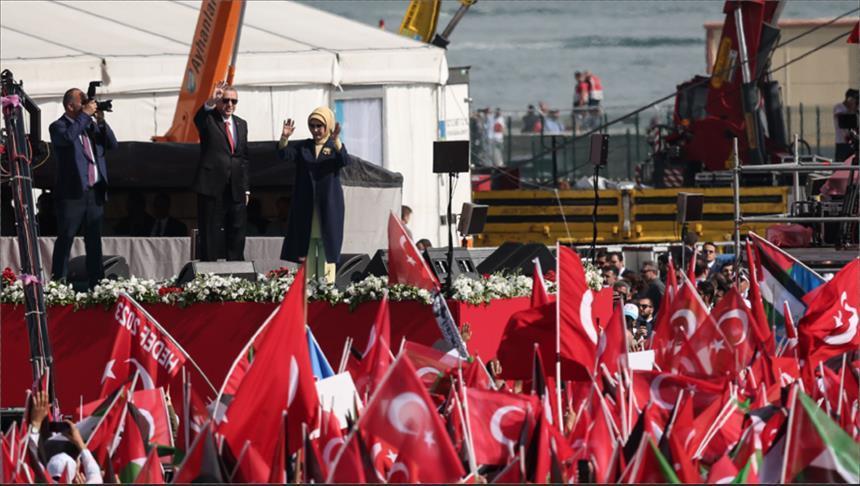 Turquie : Arrivée d'Erdogan sur le lieu du meeting de soutien à Jérusalem 