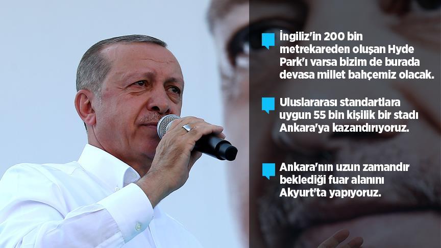 Cumhurbaşkanı Erdoğan'dan Ankaralılara müjde