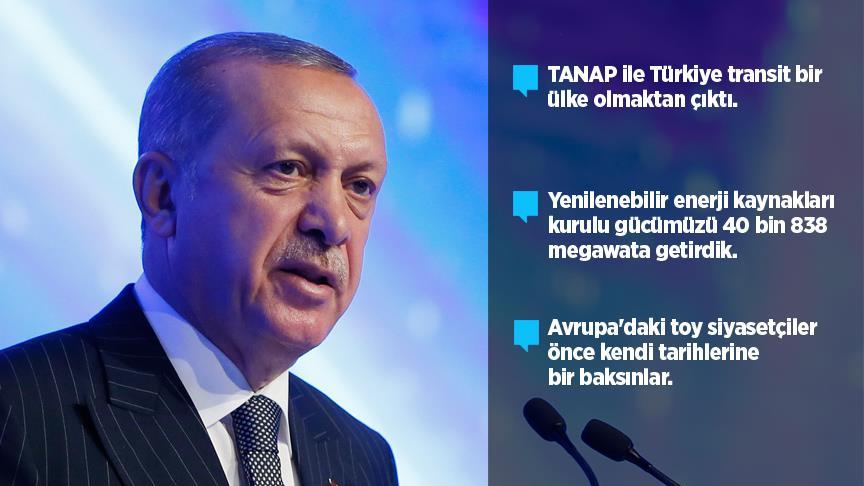 Cumhurbaşkanı Erdoğan: TANAP ile Türkiye transit bir ülke olmaktan çıktı