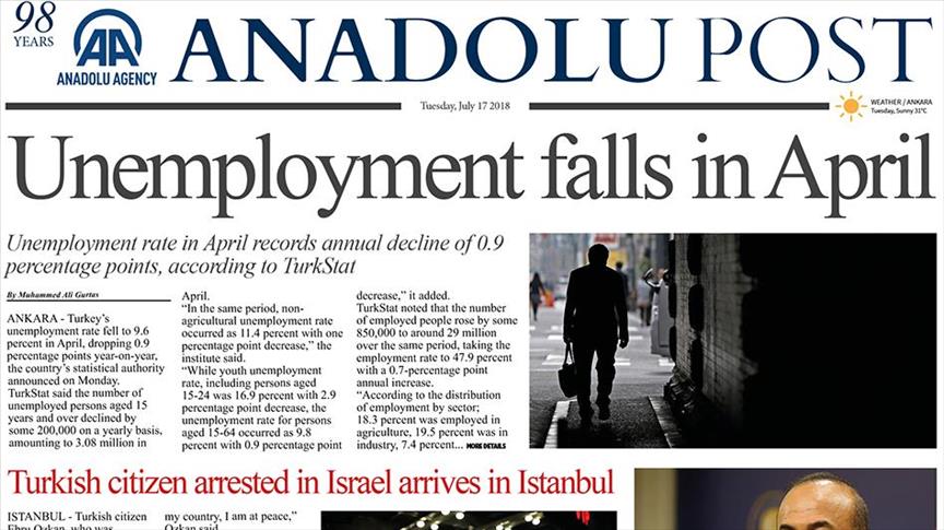 Anadolu Post - Issue of July 17, 2018