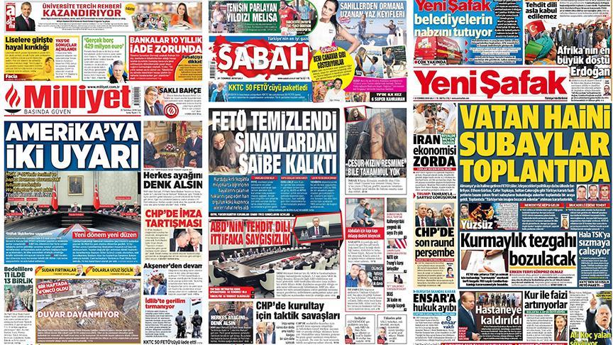 مهمترین عناوین برخی روزنامه‌های امروز ترکیه