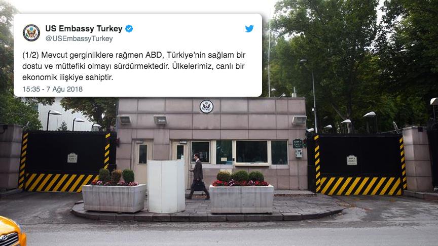ABD'nin Ankara Büyükelçiliği: Gerginliklere rağmen sağlam dost ve müttefikiz
