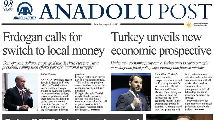Anadolu Post - Issue of August 11, 2018