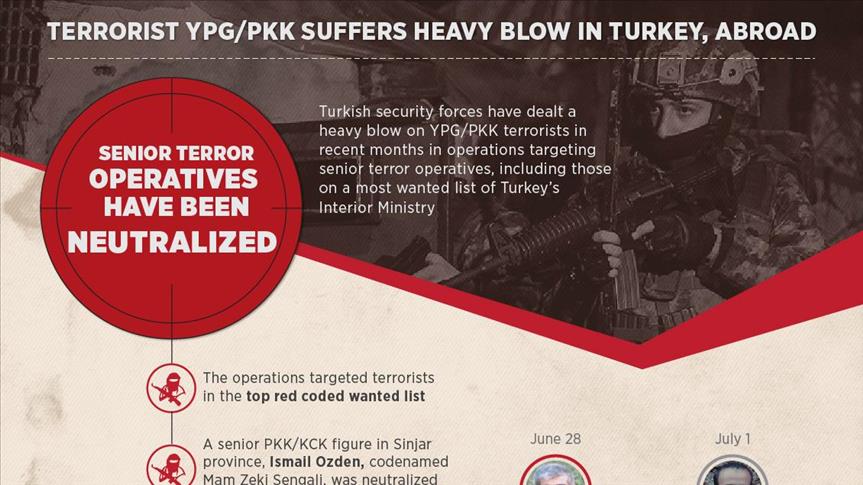 Terrorist YPG/PKK suffers heavy blow in Turkey, abroad