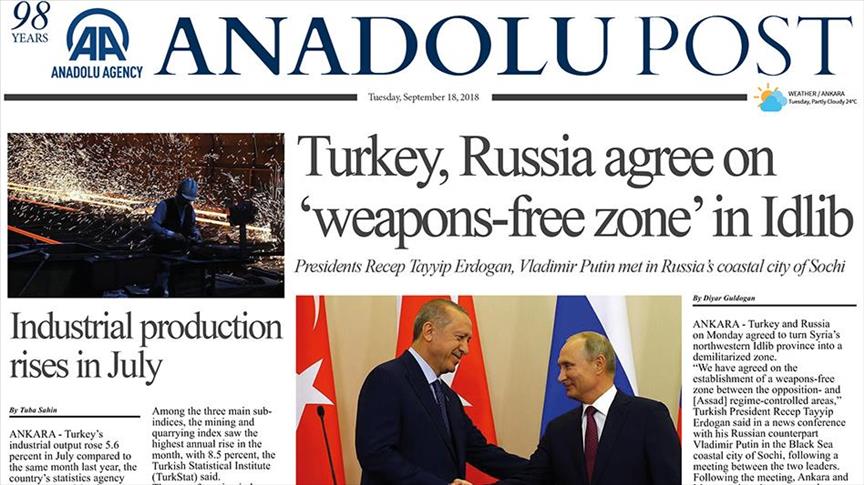 Anadolu Post - Issue of September 18, 2018