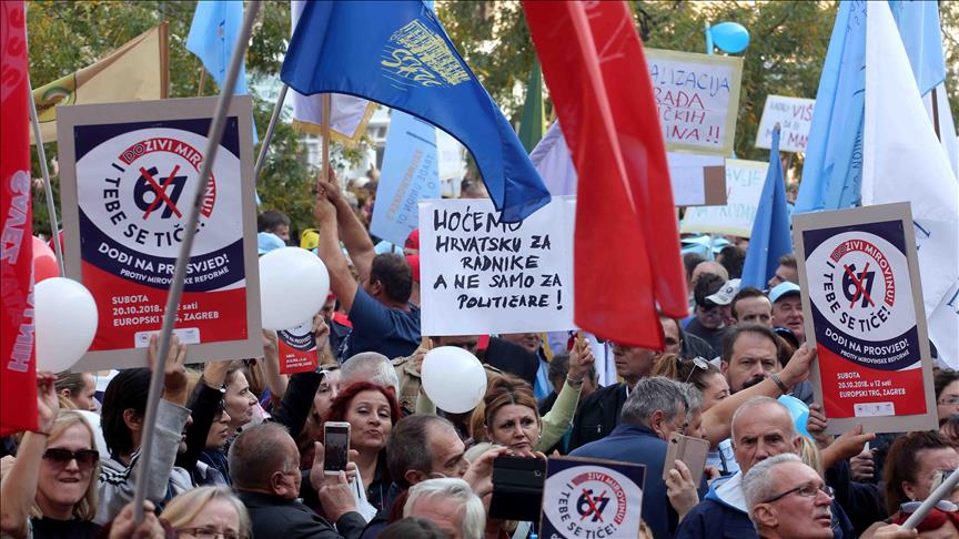 Zagreb: Više tisuća sindikalaca prosvjedovalo protiv mirovinske reforme