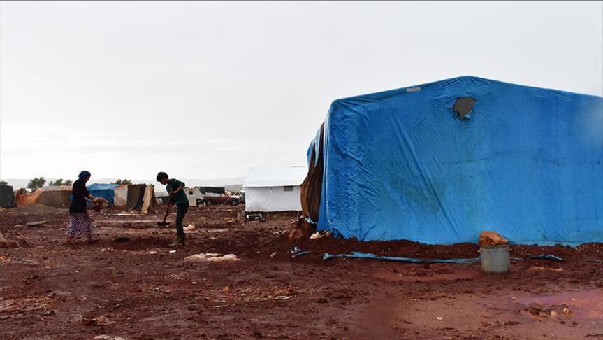 Refugees in Syria’s Idlib struggle with rains, flooding