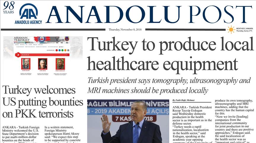 Anadolu Post - Issue of November 8, 2018