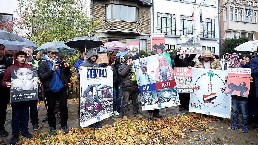 تجمع اعتراضی در مقابل سفارت عربستان در بلژیک