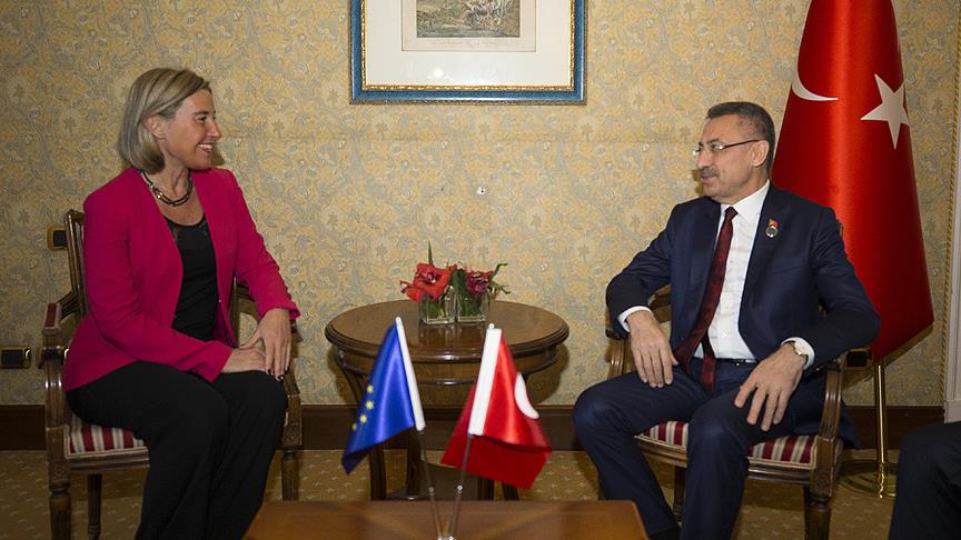 Cumhurbaşkanı Yardımcısı Oktay, AB Yüksek Temsilcisi Mogherini ile görüştü