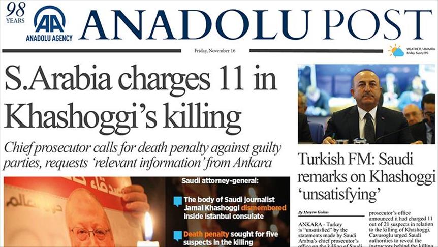 Anadolu Post - Issue of November 16, 2018