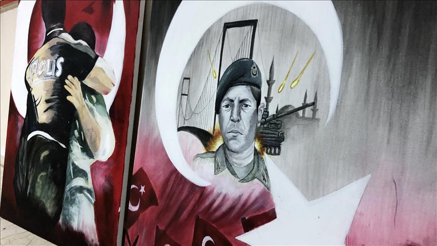 ogrenciler 15 temmuz sehitlerini resmetti