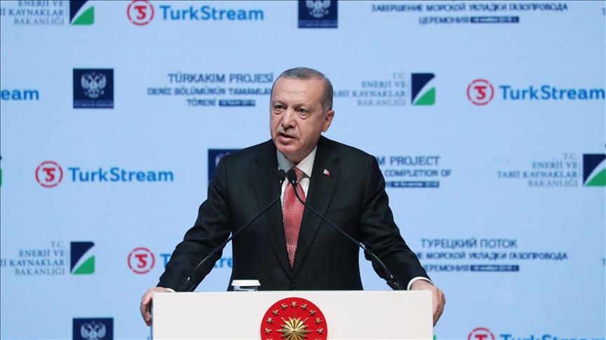 أردوغان: مشروع السيل التركي سيدخل الخدمة عام 2019 