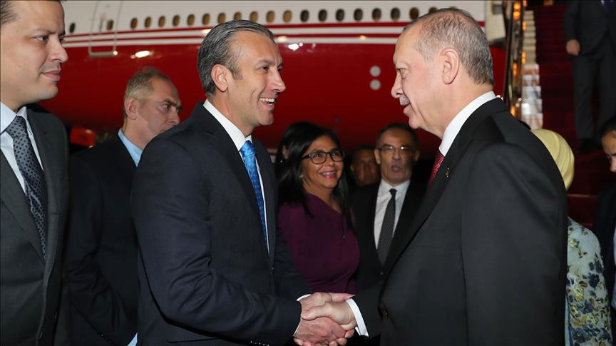 Turkish president arrives in Venezuela for talks