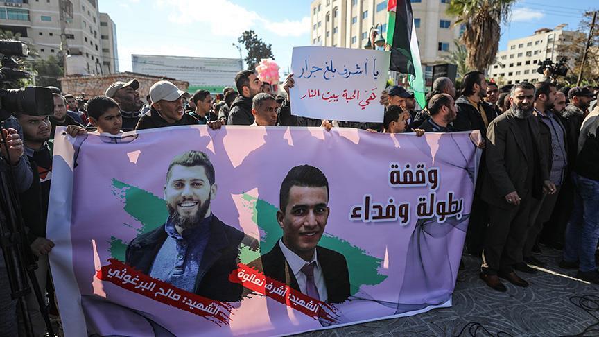 Gazze'de İsrail'in 3 Filistinliyi öldürmesi protesto edildi