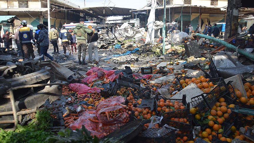 Terör örgütü PKK'dan Afrin'de pazar yerine bomba yüklü araçla saldırı