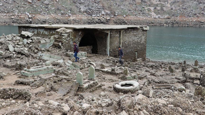 Drop in dam water reveals ancient village in SE Turkey
