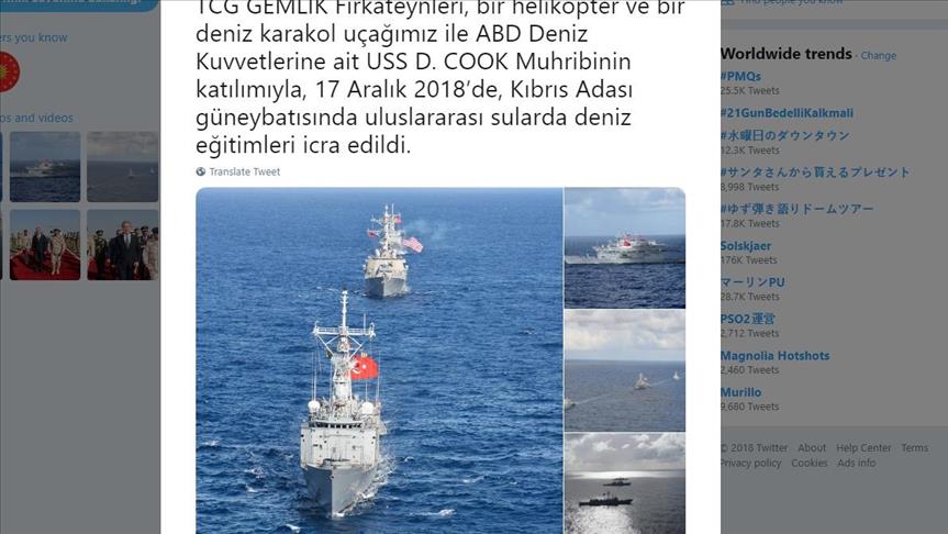 Turkish, US navies hold joint maritime trainings