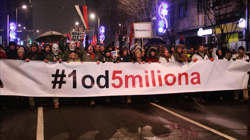 Beograd: Sa petog protesta "Jedan od pet miliona" zatraženo povlačenje sa funkcija čelnika RTS-a