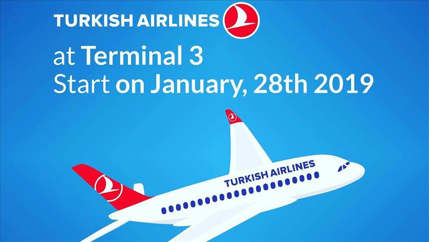 Turkish Airlines pindah ke Terminal 3 mulai 28 Januari