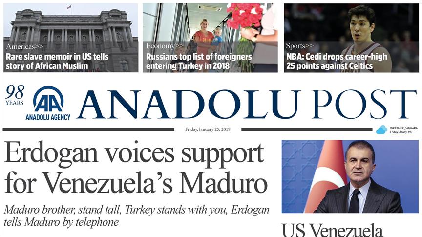 Anadolu Post Issue of January 25, 2019