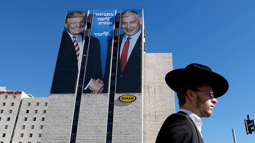 Netanyahu'nun partisinin seÃ§im afiÅinde Trump fotoÄrafÄ±