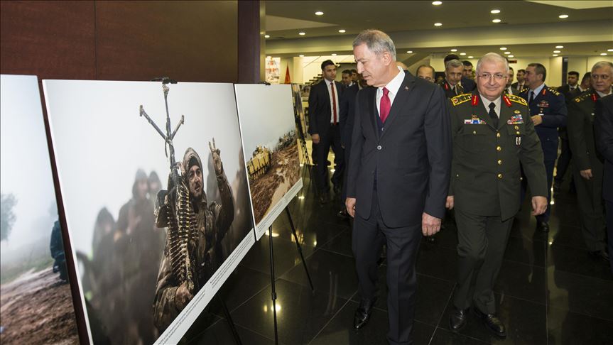 Turkish defense minister visits Olive Branch exhibition