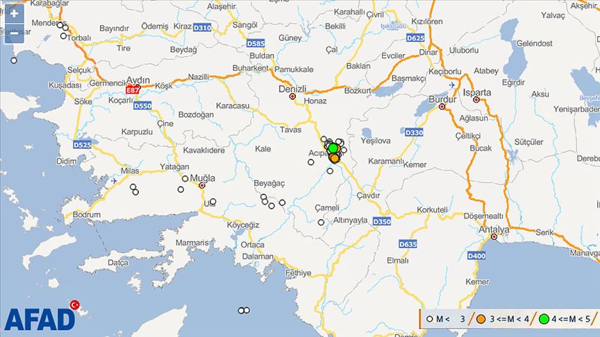 Acıpayam'da 4,3 büyüklüğünde deprem