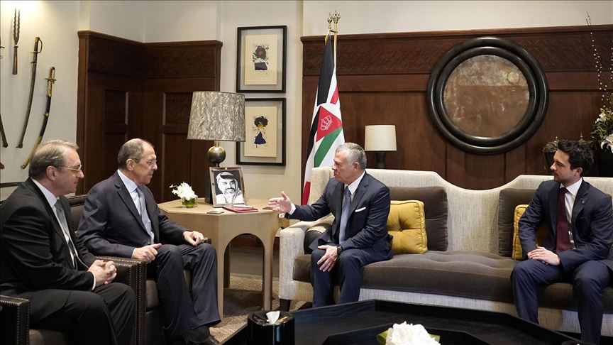 دیدار پادشاه اردن و وزیر خارجه روسیه پیرامون تحولات منطقه‌ای