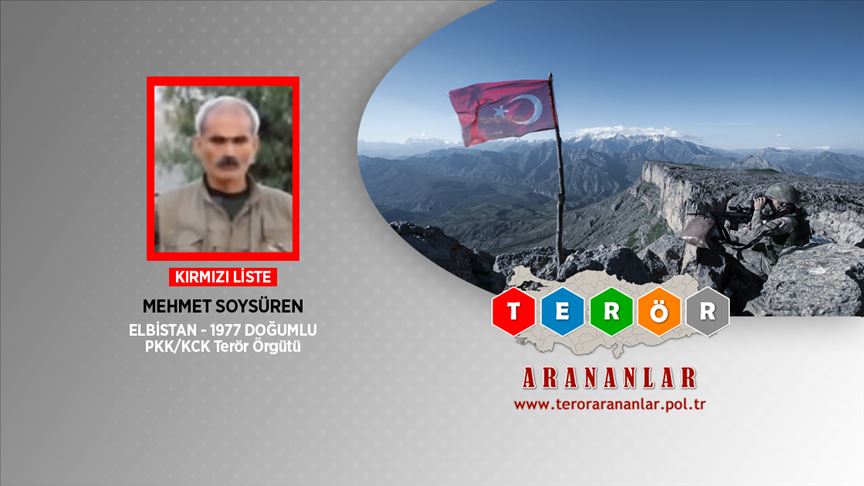 KÄ±rmÄ±zÄ± listedeki PKK'lÄ± SoysÃ¼ren etkisiz hale getirildi
